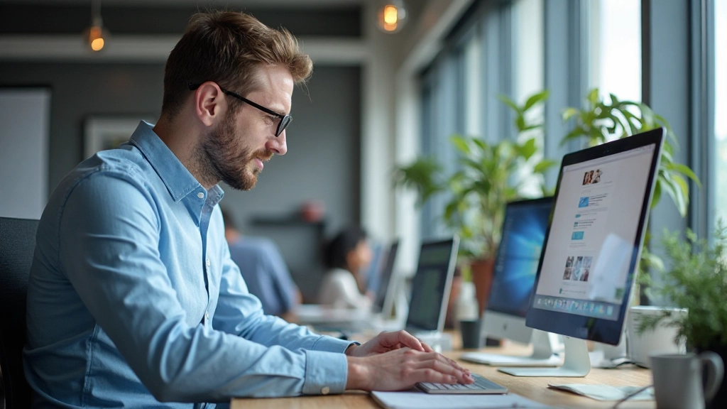 Web developer die responsive design test op meerdere apparaten in professionele omgeving